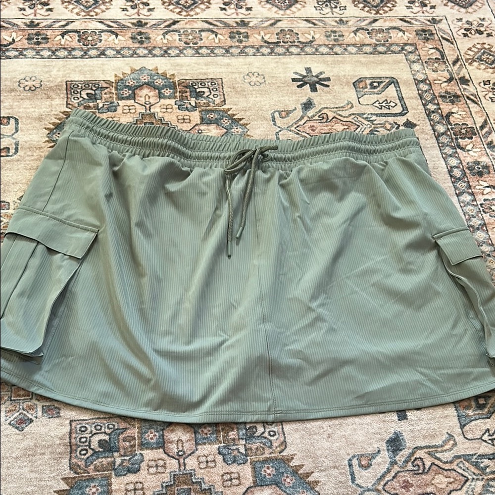 Green Cargo Skirt with Pockets Vively Size 2x